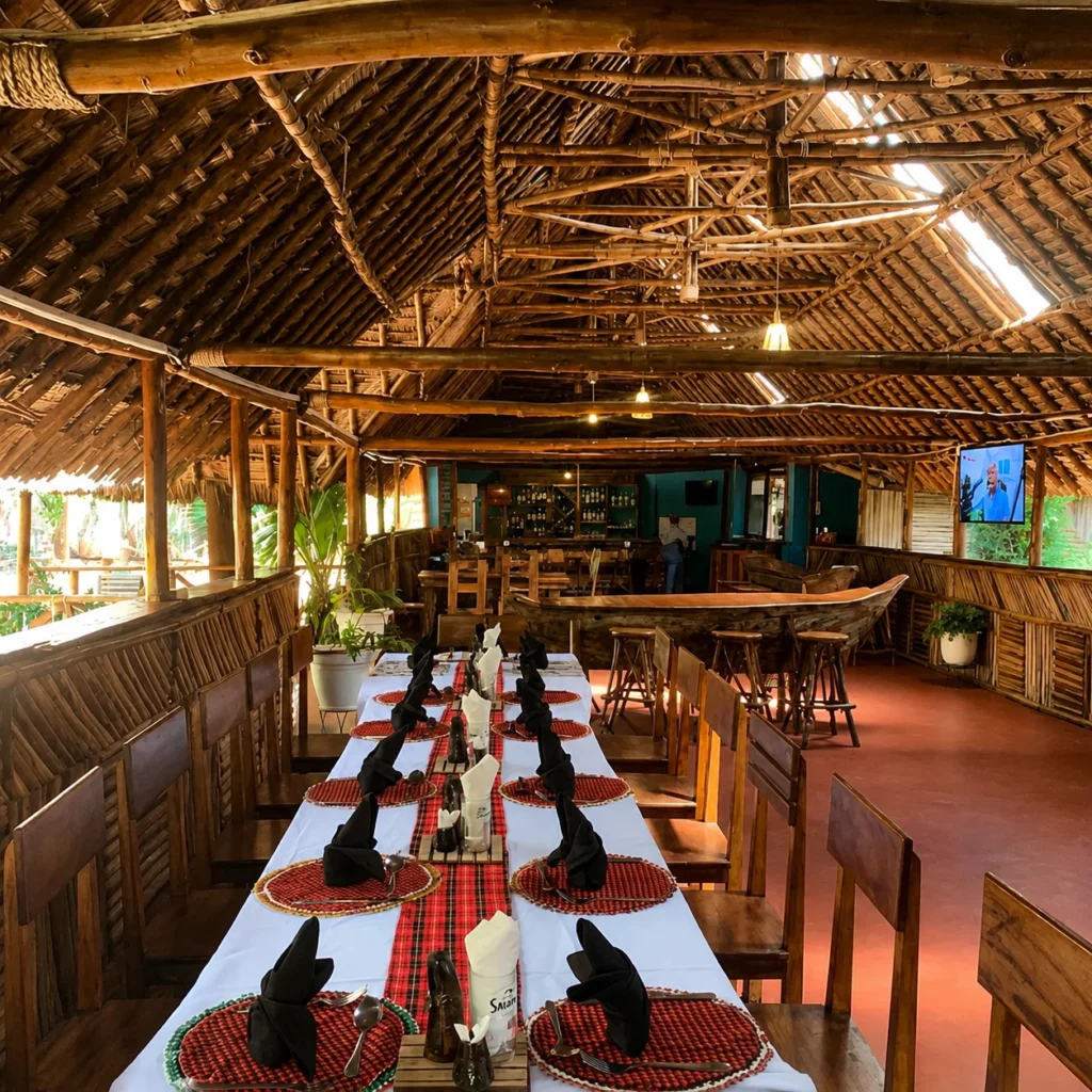 Patamu Restaurant Lodge exterior and lush garden view in Karatu